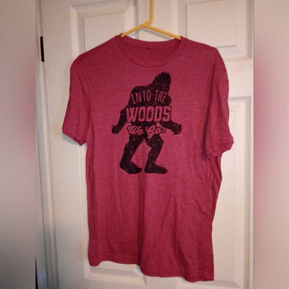 Red 'Into The Woods We Go' Bigfoot Graphic Tee Size Large